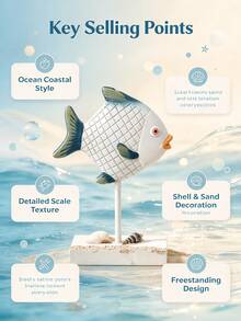 1Pc Sea‑Fish Pattern Ornament, Nautical Style Tabletop Home Decoration Craft - multicolor - View 2