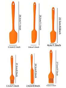 Haus Hana Silicone Spatula 7-Piece Set Silicone Kitchen Utensil Scraper Oil Brush Kit Baking Tools Cake Cream Squeegee - Orange - View 6
