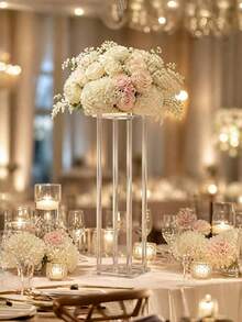 1PC Acrylic Flower Stand Transparent Tall Square Column Vase Geometric ...