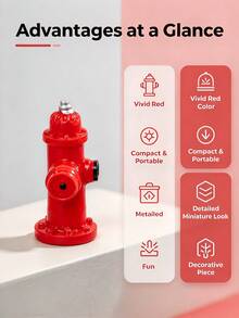 1Pc Resin Fire Hydrant & Traffic Cone Street Scene Craft Ornament, Desktop Decor Gift - multicolor - View 4
