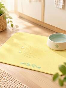 Solid Color Diatomite Pet Feeding Mat, Simple Splash-Proof Non-Slip Pet Bowl Mat, Quick Dry Easy Clean Food Mat For Cats & Dogs - Yellow - View 4