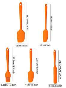 Haus Hana Silicone Spatula 7-Piece Set Silicone Kitchen Utensil Scraper Oil Brush Kit Baking Tools Cake Cream Squeegee - Orange - View 17