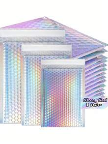 Holographic Bubble Mailer Laser Foil Padded Bag Rainbow Shipping Envelope For Packaging - Multicolor - View 1