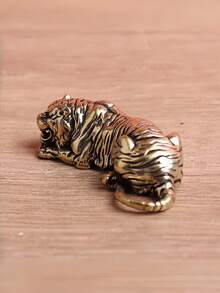 Pure Brass Crouching Tiger Figurine, Vintage Tiger Statue For Desktop Home Decor - multicolor - View 5