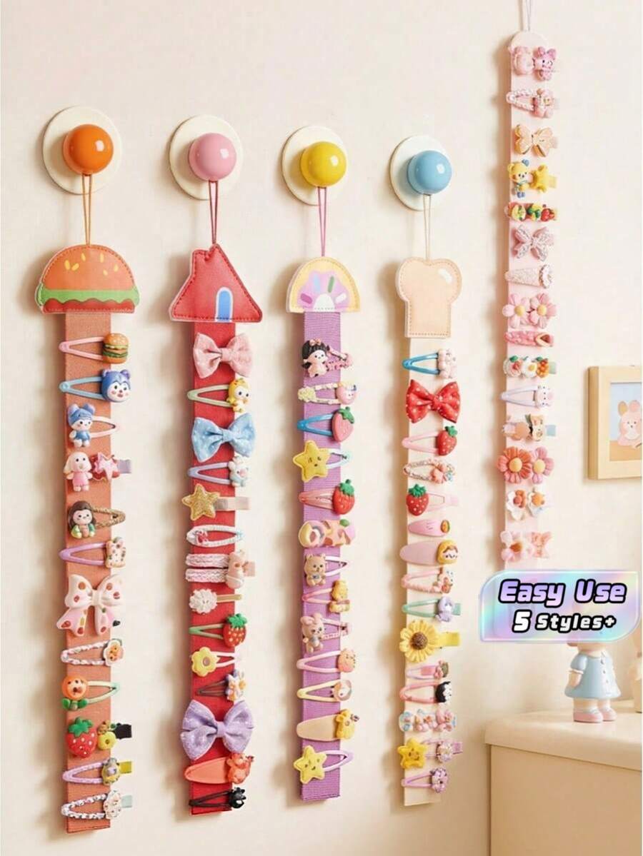 Cute Cartoon Hair Accessory Storage Strap, Wall‑Mounted Hair Clip Headband Organizer Hanging Ribbon For Hair Accessories - Multicolor - View 1