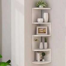 Corner Wall-Mounted Storage Rack, 5-Tier Corner Bookshelf, Floating Display Shelf, Suitable For Home, Living Room, Bedroom, Office, Bathroom And Small Space Decoration - White - View 16