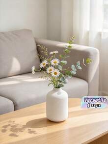 6 Pack White Mini Vases, Rustic Dried Flower Indoor Plant Decor, Minimalist Japanese Farmhouse Style Wedding Table Centerpieces, Home Decor - White Vase - View 1