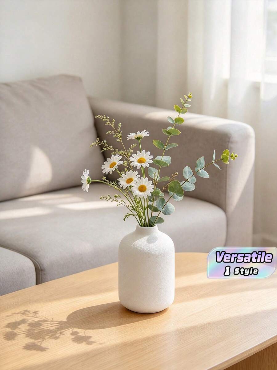 6 Pack White Mini Vases, Rustic Dried Flower Indoor Plant Decor, Minimalist Japanese Farmhouse Style Wedding Table Centerpieces, Home Decor - White Vase - View 1