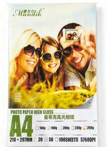 Tonpei A4 50sheets 180g 200g 230g High Glossy Photo Paper Single Side Coated Printing P-Back By Inkjet Printer - White - View 11