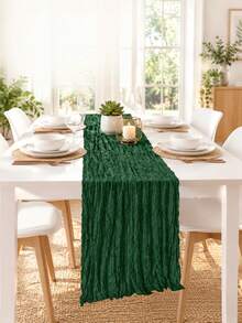Dark Green Organza Tablecloth, Sheer Semi Transparent Table Cloth For Dining Table Decor, Fabric Table Cover For Home - dark green - View 6