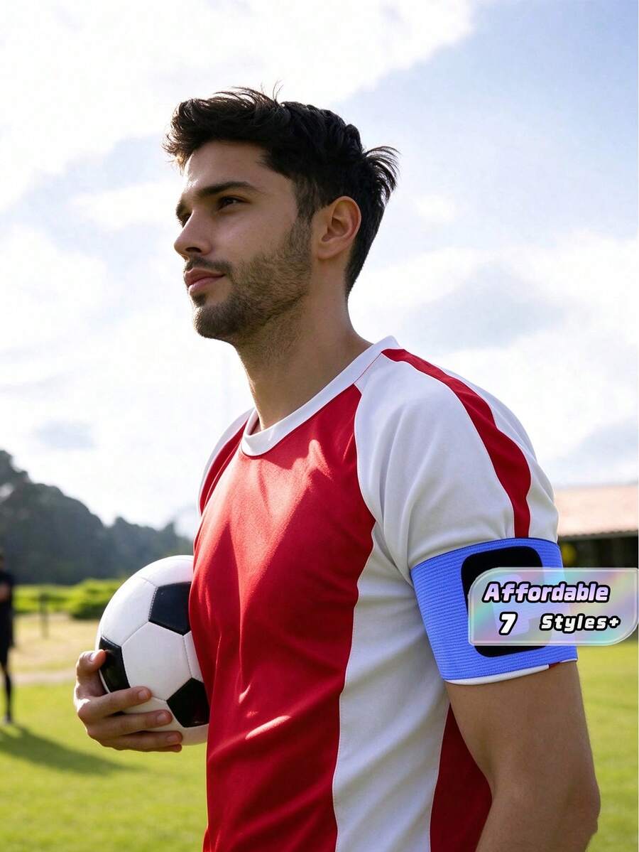 6 قطع شريط ذراع القائد الرياضي للتدريب الجماعي، شريط ذراع القائد المرن للجنسين لكرة القدم قابل للتعديل للاعب كرة القدم في الهواء الطلق - متعدد الألوان - مشاهدة 1
