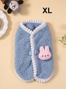 狗狗貓咪冬季衣服，鈕扣式抓絨寵物套裝，厚實 Minky 絨毛保暖外套，適合小型與中型犬，適用於比熊、博美、泰迪與貴賓犬，秋冬寵物保暖服飾，適合幼犬與小貓 - 藍色 - 查看 9