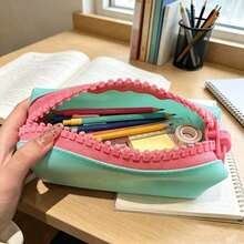Creative Design Large Zipper Jelly-Like Pencil Case, Colorful School Supplies Storage Bag For Back To School Season - Pencil Case - View 5