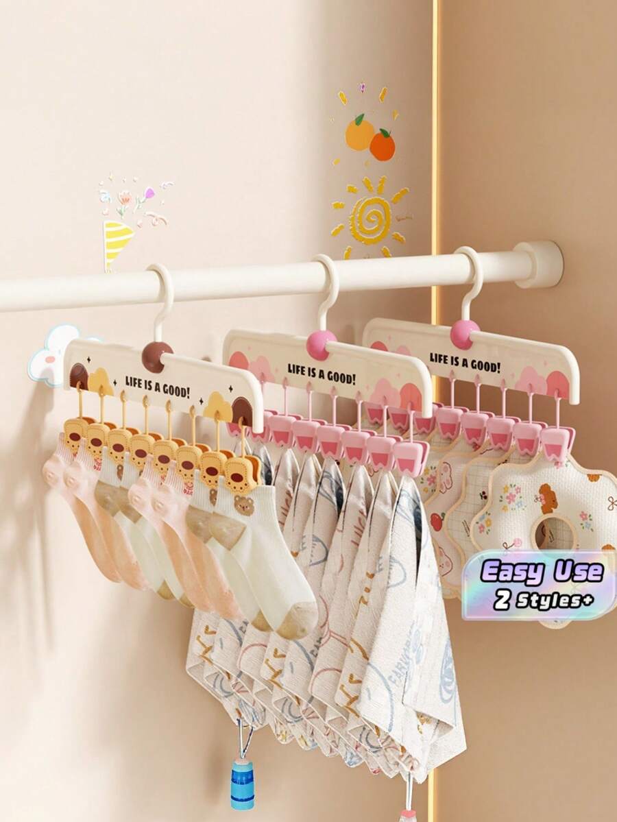 Generisch Hanger For Underwear, Bear-Shaped Space Saving Drying Rack | Clothes Drying Hanger With Multiple Hooks For Socks Laundry Small Garments Home Apartment Balcony - Multicolor - View 1