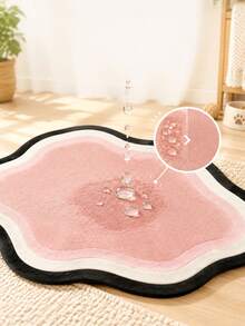 Solid Color Irregular Pet Feeding Mat, Absorbent Non Slip Pet Placemat For Dog & Cat, Easy Clean Pet Bowl Floor Mat - Pink - View 4