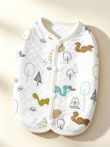 Dog Vest Cream Quilted Cute Forest Animal Print Soft Pet Clothes For Small Dogs Cats Warm Jacket Walking Outdoor - D - View 2