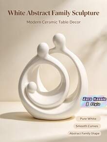 3D Printed Abstract Round Holy Family Sculpture, Modern Art Tabletop Ornament For Living Room, Entryway, Wine Cabinet & TV Cabinet Home Decor - multicolor - View 1