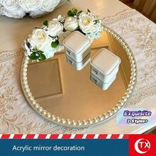 1 Piece/4 Pieces Silver Acrylic Round Plate 20 Inches, Central Table Centerpiece For Wedding, Jewelry Display Plate, Floral Background, Multi-Functional Decorative Mirror Plate For Parties And Home Decor - View 1