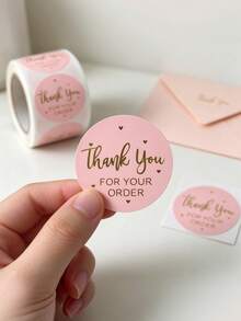 Pink Self Adhesive Gift Tags Labels Stickers Heart Thank You Words Craft Baking Decoration Supplies Christmas Holiday Party Seal Stickers - Pink Heart - View 4