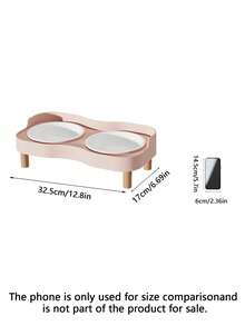 1件裝 32.5x17x10 cm 雙層寵物碗組，附塑料內襯與木製防滑底座，人體工學設計，適用貓狗，現代時尚寵物用品配件 - A - 查看 2