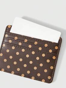 ROMWE Anime 1 Piece Of Coffee Brown Polka Dot Multi-Card Clip, Retro Polka Dot Light And Thin Card Bag, Small And Large Capacity! Polka Dot Multi-Card Card Bag - Multicolor - View 3