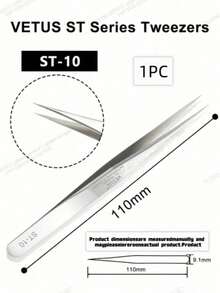 1PC Vetus ST Series Silver Pointed Tweezers, Stainless Steel Straight And Angled Tweezers For Eyelash Extensions, Available Models: ST-10/11/12/14/15/16/17 - Silver - View 20