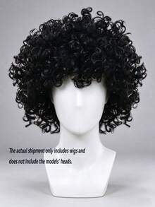 Hippie Short And Curly Hair Wig Set, African Style Wig, Halloween-Themed Party Synthetic Wig, Christmas Party Wig.Only Wigs Do Not Include The Model's Head. - Multicolor - View 7