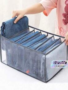 1pc Mesh Divider Underwear Storage Box, Foldable Portable Organizer Basket For Home Use - Grey - View 1