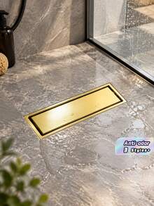 Gold Rectangular Floor Drain, Designed With Thick Stainless Steel, High Drainage Capacity, Odor-Proof, Suitable For Hotel, Shower Room, Balcony And Other Scenarios - Multiple Sizes Available - Multicolor - View 2