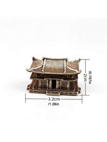 黃銅古建築復古建築裝飾創意書房擺件，奇石盆景魚缸造景桌面工藝小擺飾 - 古銅色5 - 查看 6