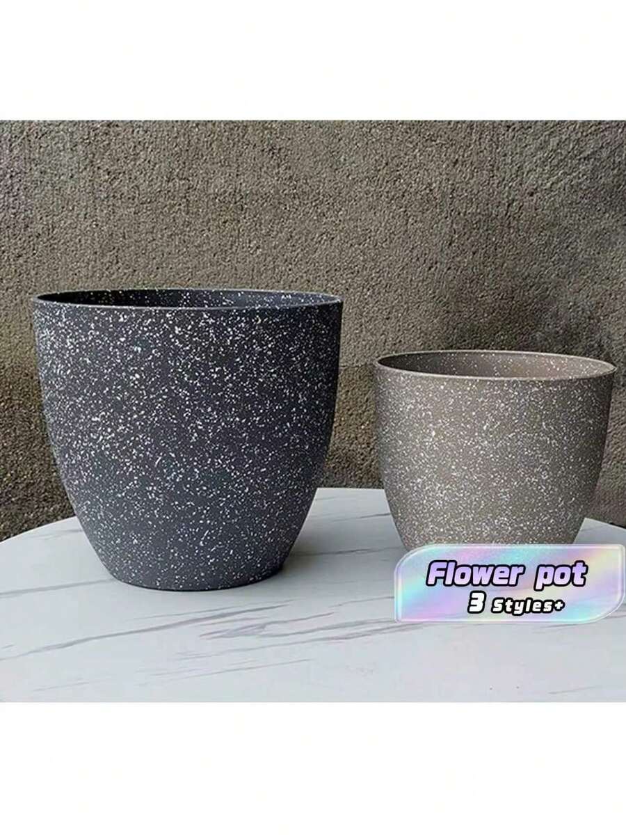 1 PC Plant Pot, Indoor Plant Pot, Ceramic Pot, Vase, Matte Faux‑Stone Bonsai Pot, Balcony Plant Pot, Home Decor Item, Large‑Capacity Planting Pot, Room Decoration - flower pot - View 1