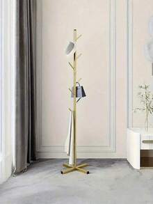 1pc Coat Rack, Stainless Steel Floor-Standing Coat Hanger, Simple Coat Hanger, High-End Premium Bag And Hat Rack. - Gold - View 9
