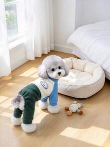Pet Piped Design Autumn/Winter Contrast Color Vest Jacket - C - View 5