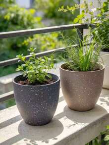 1 PC Plant Pot, Indoor Plant Pot, Ceramic Pot, Vase, Matte Faux‑Stone Bonsai Pot, Balcony Plant Pot, Home Decor Item, Large‑Capacity Planting Pot, Room Decoration - flower pot - View 5