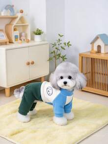Pet Piped Design Autumn/Winter Contrast Color Vest Jacket - C - View 4