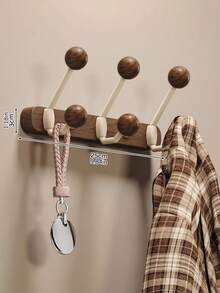 Walnut‑Look Over‑The‑Door Hooks, No‑Drill Adhesive Wall‑Mount Hanger, Heavy‑Duty Sticky Hooks For Bathroom & Home Clothes Hanging - Multicolor - View 16