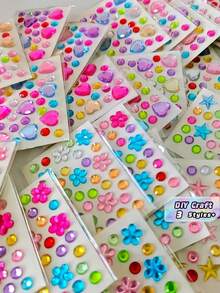 Stiker Permata Akrilik Perekat Sendiri, Stiker Wajah & Tubuh Rhinestone Berkilau, Mudah Dipasang, Warna-warni Memukau, Untuk Riasan DIY, Kerajinan Tangan, Festival Musik, Hari Valentine, Proyek Kreatif, Wanita & Anak Perempuan. - MultiWarna - View 1