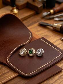 10Pcs Irregular Round Green Metal Buttons With Rhinestones, Decorative Cuff Buttons For Women's Shirts, Chiffon Tops And Knitwear, Clothing Sewing Accessories - multicolor - View 6
