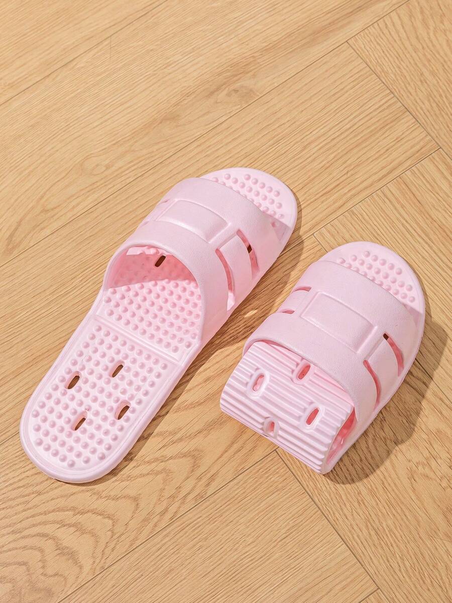 Yawasoul Foldable Cool Slippers Women's Bathroom Bath Hollow Quick-Drying Slippers, Portable Easy-To-Store Plastic Slippers, Suitable For Home, Travel, Hotel - Pink - View 1