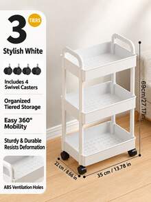 Small Cart Storage Rack, Kitchen Floor Model, Bedroom Multi-Level Snack Organizer, Mobile Bathroom/Toilet Storage Rack. - Multicolor - View 5