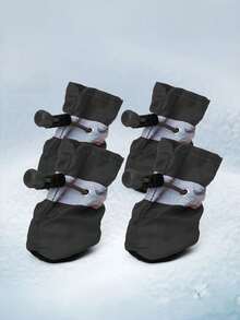 4PCS Set Waterproof Anti Slip Pet Dog Shoes Chihuahua Rain Boots For Small Dogs Puppies Outdoor Walking Supplies - Black - View 10