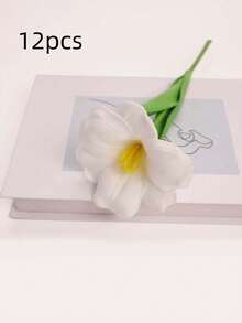6/12Pcs Optional Brownie Open Tulip Artificial Flowers, Realistic PU Faux Tulips, Nordic Simple Style For Living Room Bedroom Tabletop Decoration - Five tablets - View 14