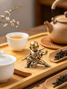 純黃銅實心禪意功夫小和尚家居茶寵裝飾 玄關裝飾 桌面工藝品 銅飾品 - 古銅色7 - 查看 6