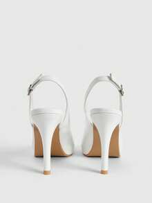 CUCCOO LuxiPop Giày sandal nữ thời trang phong cách celeb thanh lịch, hở mũi, gót nhọn, quai hậu, đi làm và hẹn hò mùa xuân hè - trắng - Xem 6