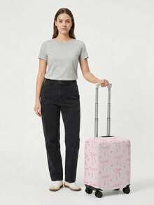 ROMWE Kawaii Pink Bow Pattern Luggage Protection Cover, Suitable For 18-32 Inch Luggage Covers, Luggage Handle Gloves, Travel Accessories - bow - View 9