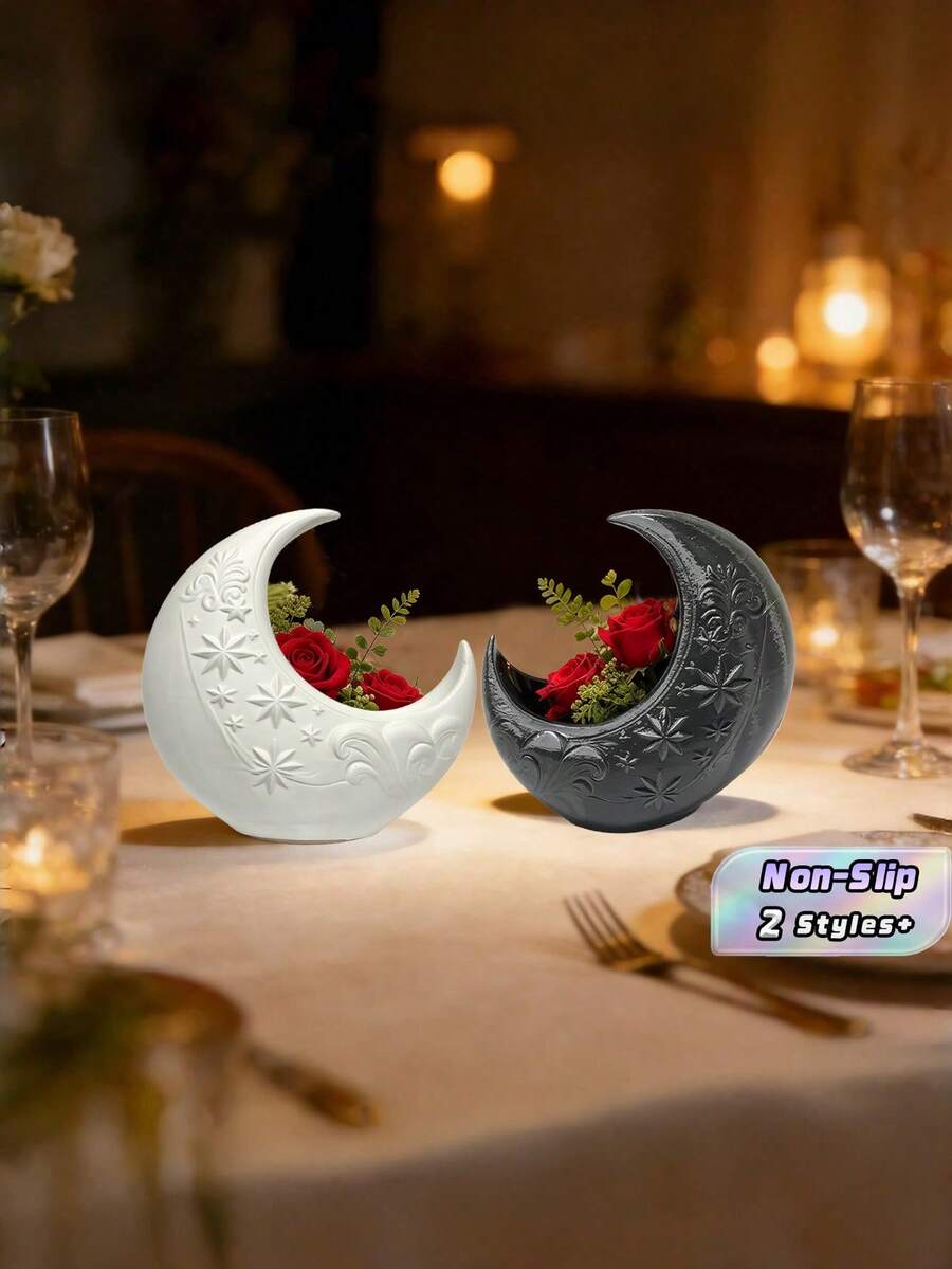 1PC Mini Size 3D Printed Durable Lightweight Non Slip Scratch Resistant Waterproof Fade Proof Moon Starry Sky Pattern Planter Pot For Succulent Cactus Desktop Bookshelf Office Home Decor Indoor Plant Gardening Gift Housewarming Birthday - multicolor - View 1