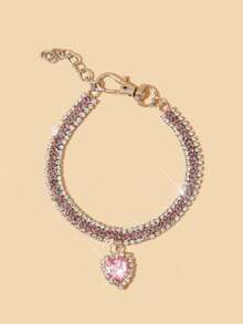 PETSIN Sparkly Crystal Heart Shaped Cat Collar - Adjustable, Soft Velvet Breakaway Small Cat & Dog Necklace, Suitable For Party Dress Up, Perfect For Room Decor - Pink - View 12
