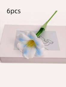 6/12Pcs Optional Brownie Open Tulip Artificial Flowers, Realistic PU Faux Tulips, Nordic Simple Style For Living Room Bedroom Tabletop Decoration - Five tablets - View 8