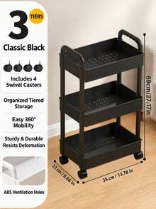 Small Cart Storage Rack, Kitchen Floor Model, Bedroom Multi-Level Snack Organizer, Mobile Bathroom/Toilet Storage Rack. - Multicolor - View 12