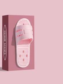 Yawasoul Foldable Cool Slippers Women's Bathroom Bath Hollow Quick-Drying Slippers, Portable Easy-To-Store Plastic Slippers, Suitable For Home, Travel, Hotel - Pink - View 2